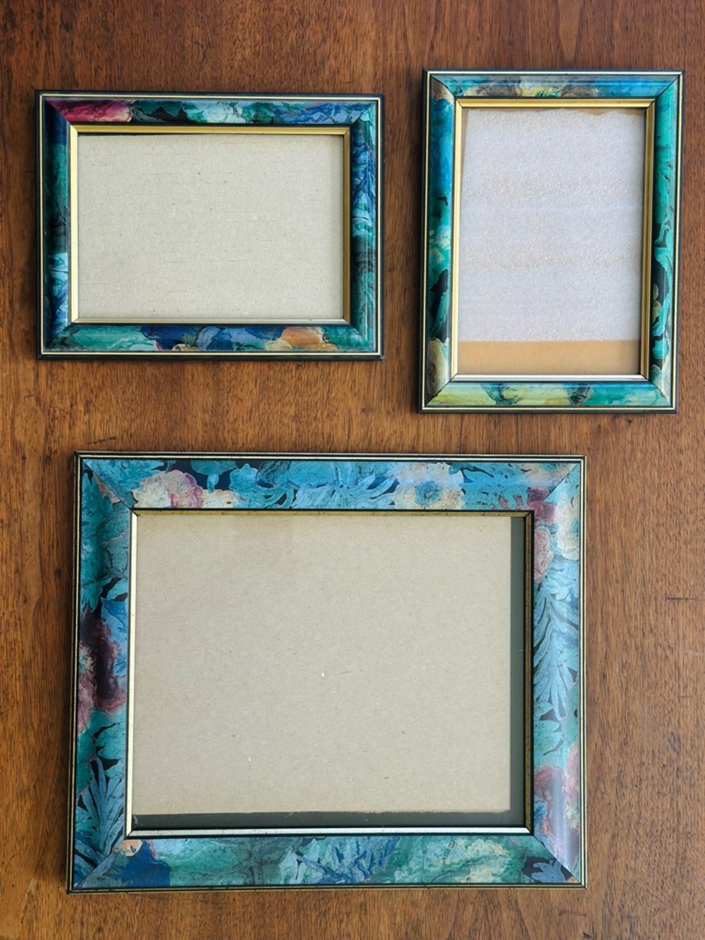 Lot of 3 vintage floral 80s picture frames